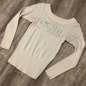 DKNY Sweater - Cream w/rhinestones 🍨